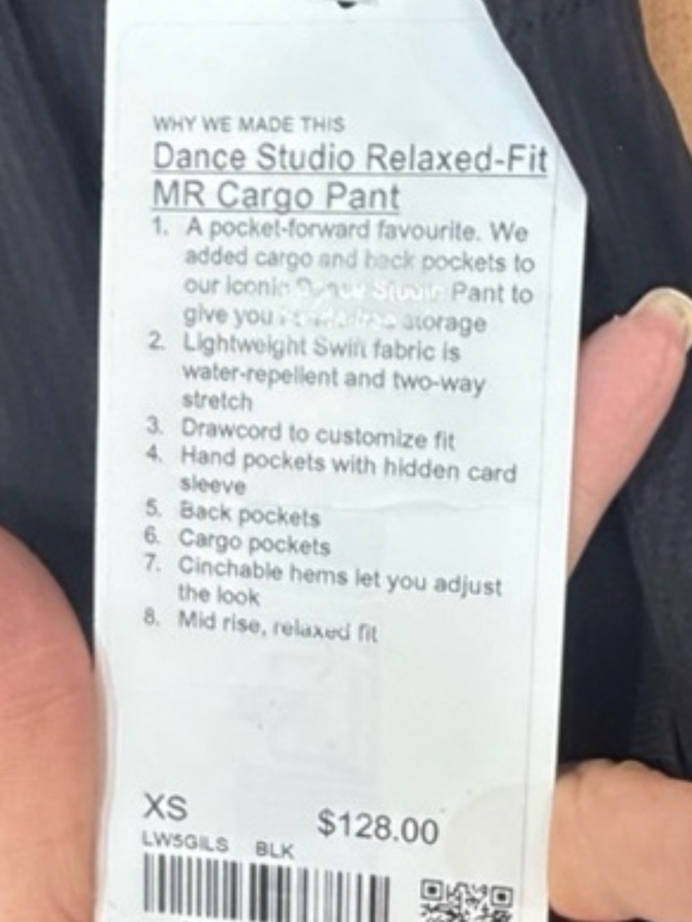 Lululemon Dance Studio Relaxed-Fit MR Cargo Pant BLK XS - Picture 4 of 4